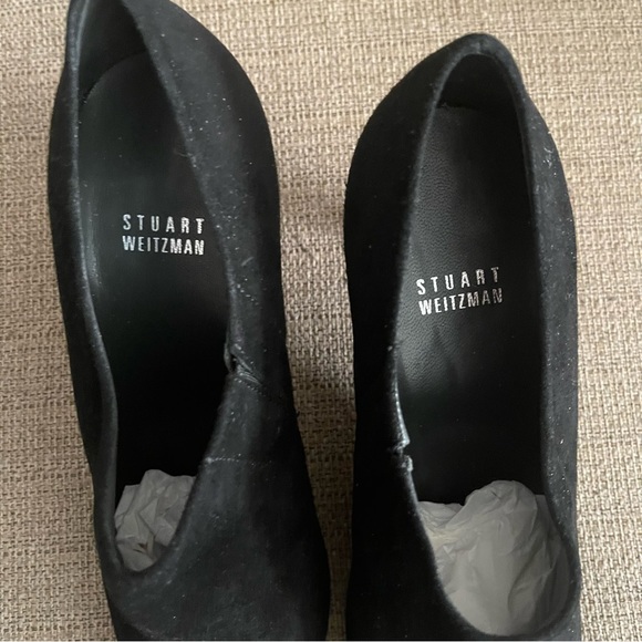 Stuart Weitzman black suede slip on booties - Picture 3 of 7